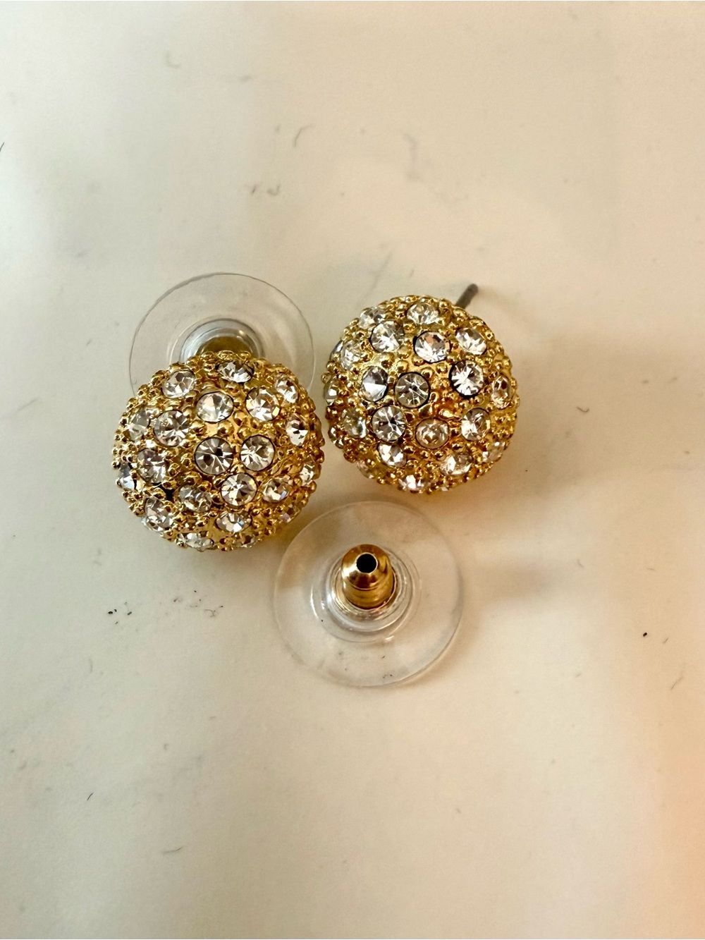 Gold Crystal Pavé Dome Stud Earrings - Women's Jewelry